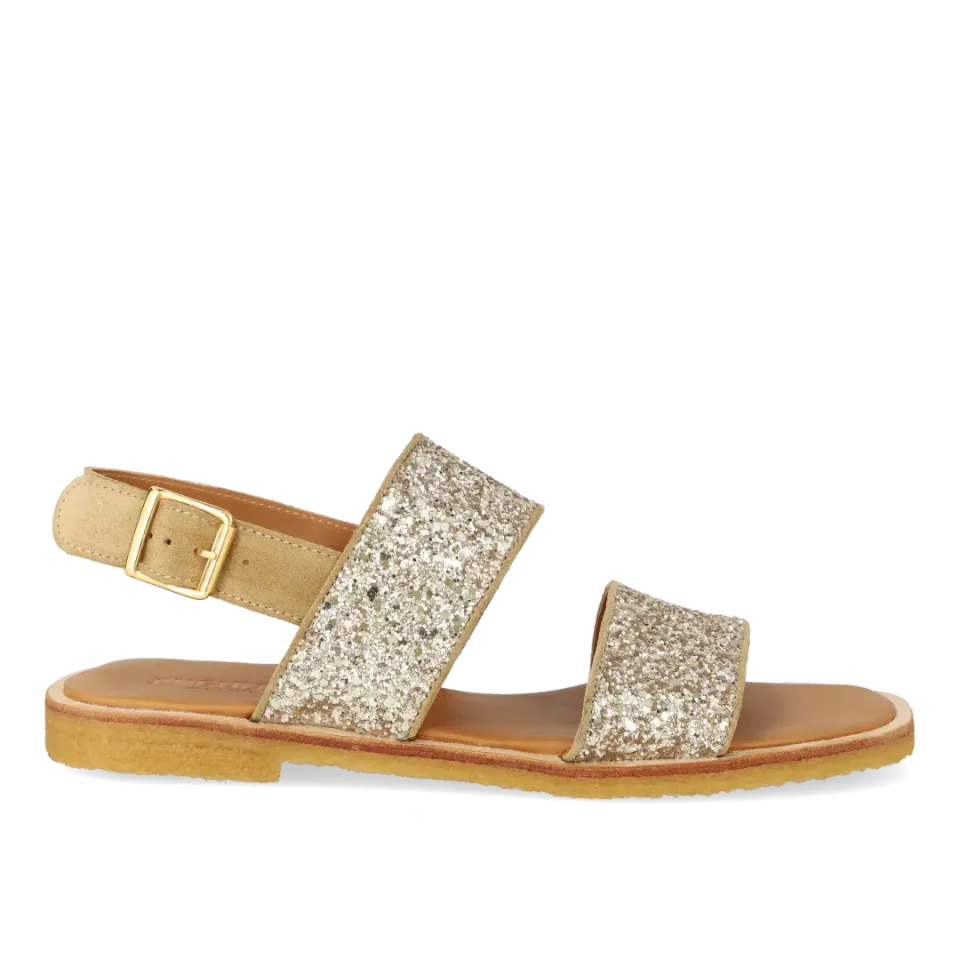 Angulus Glitter sandal i læder med ankelrem