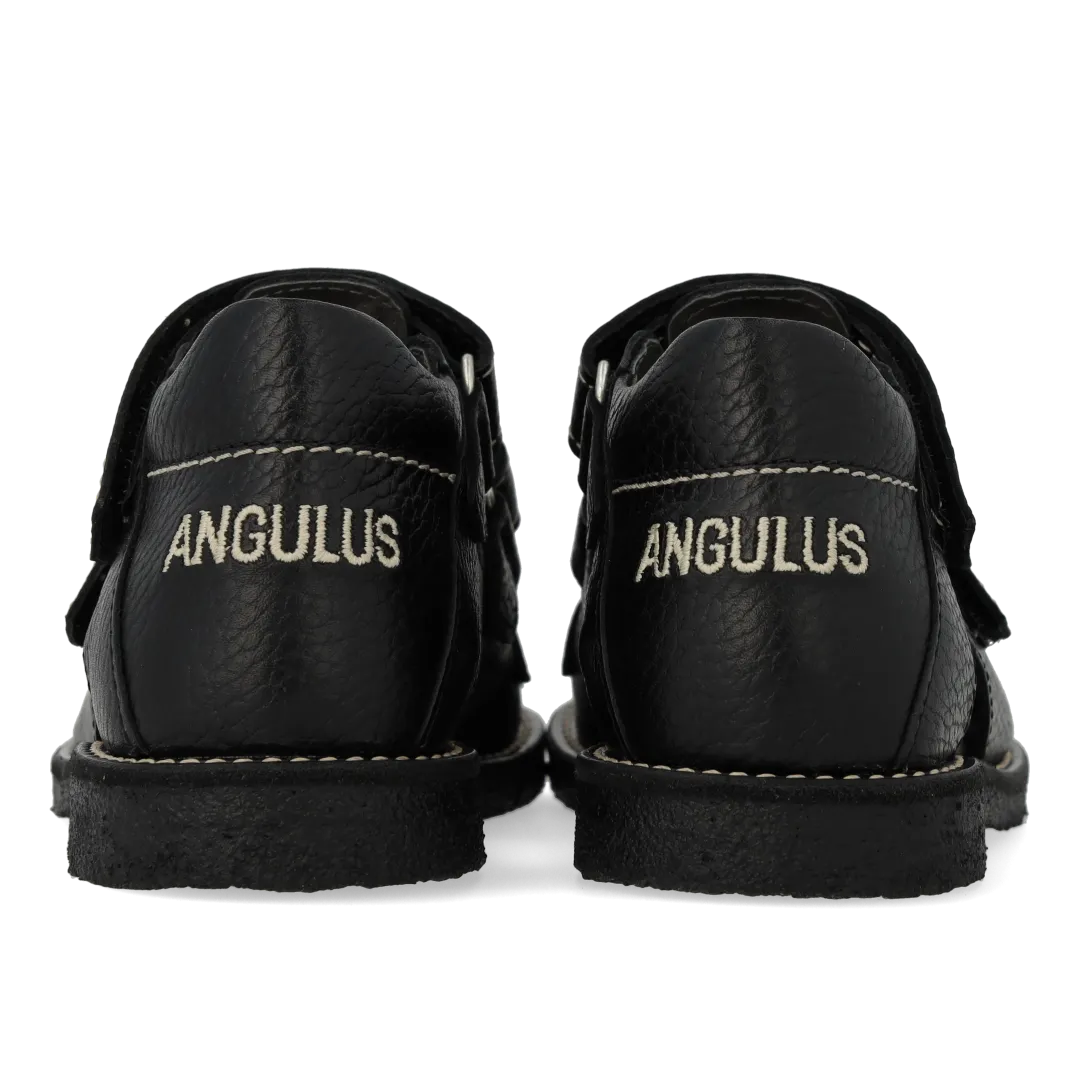 Angulus Sandal velcro rummelig børn sort sål