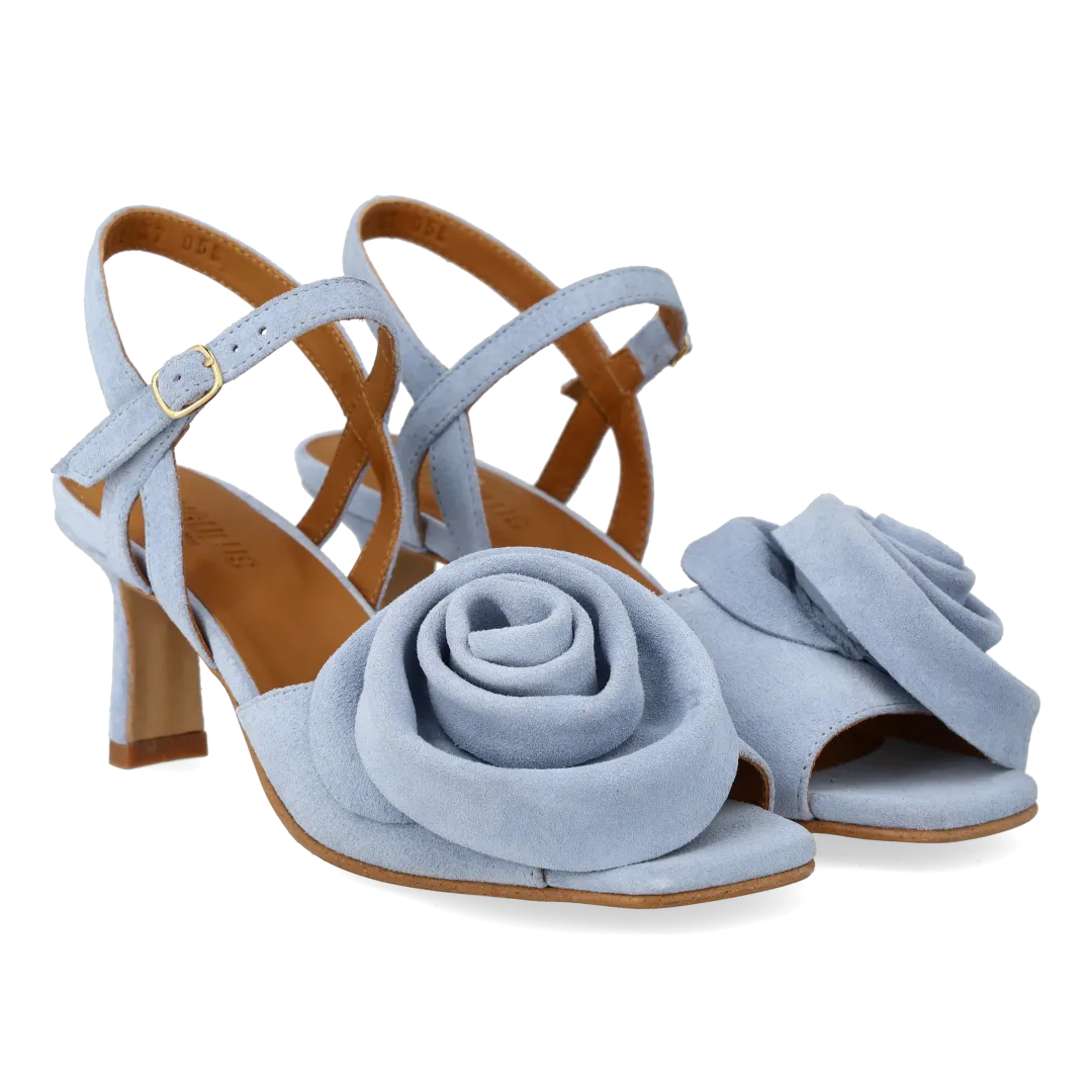 Angulus Højhælet sandal med rose i ruskind