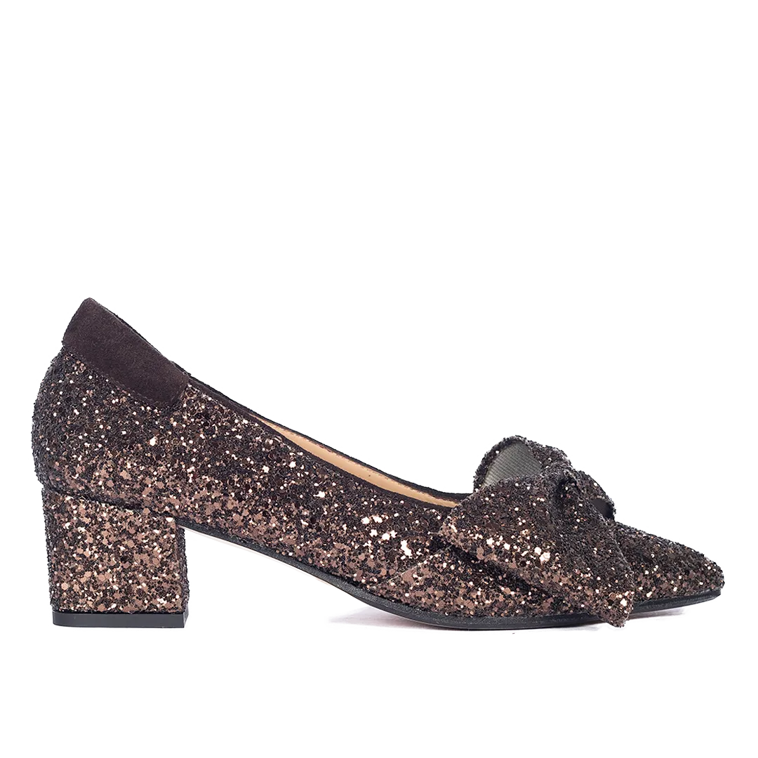Angulus Sløjfe pump glitter festpump 5 cm hæl