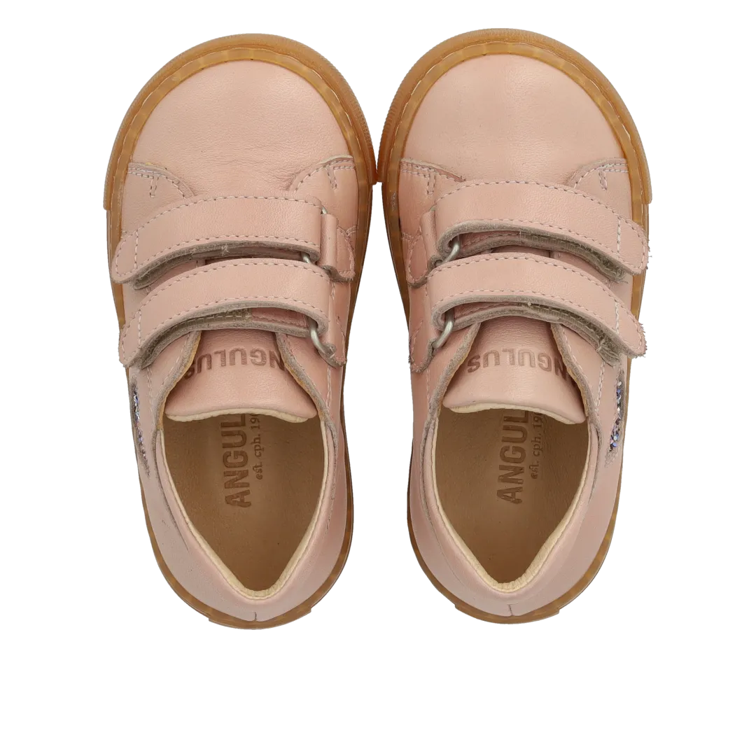 Angulus Begynder sneaker glitterhjerte velcro str 20-25