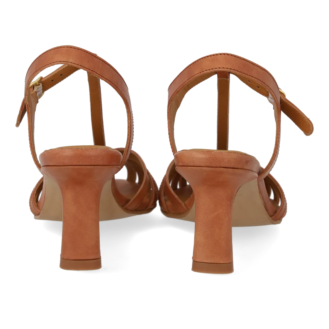 Angulus Sandal højhælet T-strap organisk