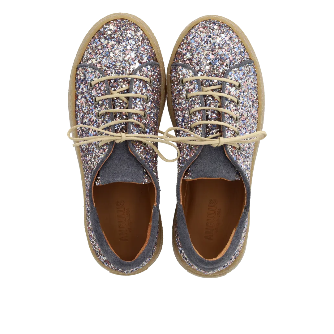 Angulus Sneaker glitter børnesneakers snøre læder